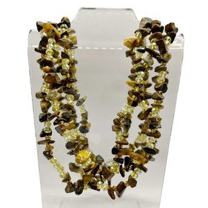 3 Strand Gemstone choker necklace - Magnetic Closure